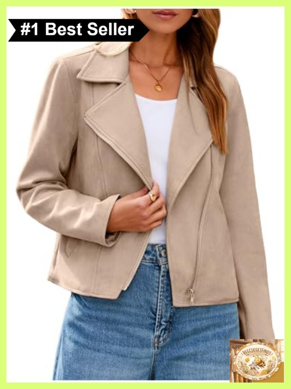 Faux Suede Cropped Moto Jacket Long Sleeve Zipper Biker
